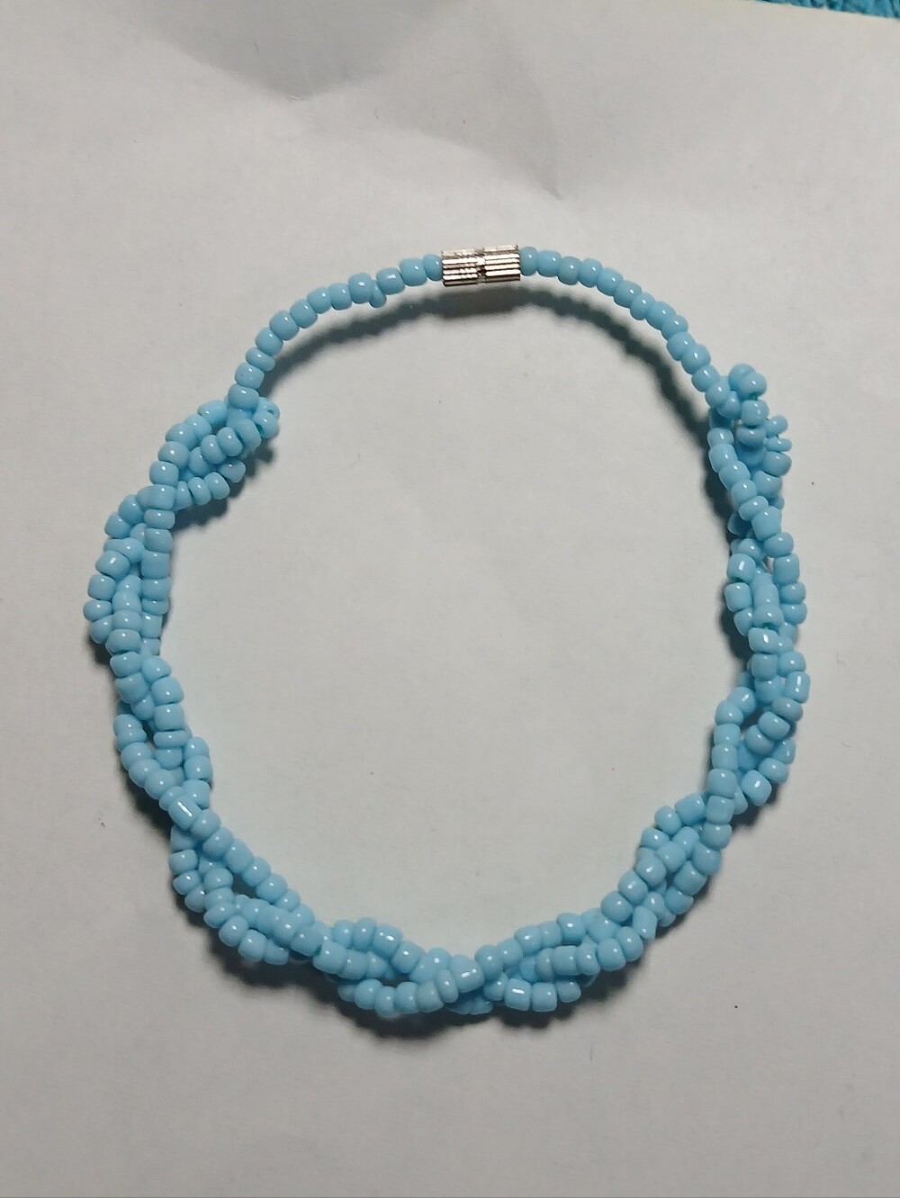 Handmade Light Blue Beaded Twist Bracelet